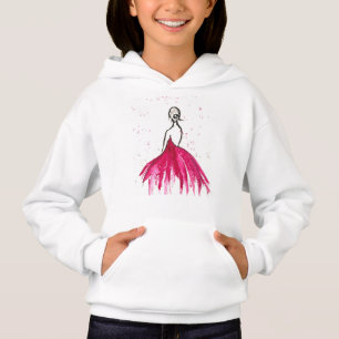Camiseta Moda vestido feminino cor-de-rosa aquarela dançari