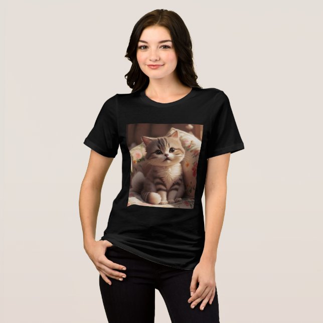 Camiseta Modas de Estilo de Kitten Bonito (Frente Completa)