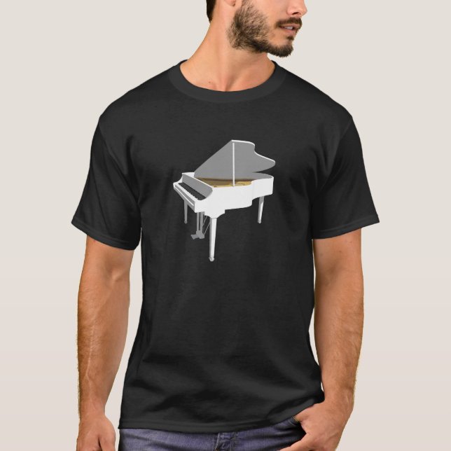 Camiseta  Modelo 3D:Piano Branco: (Frente)