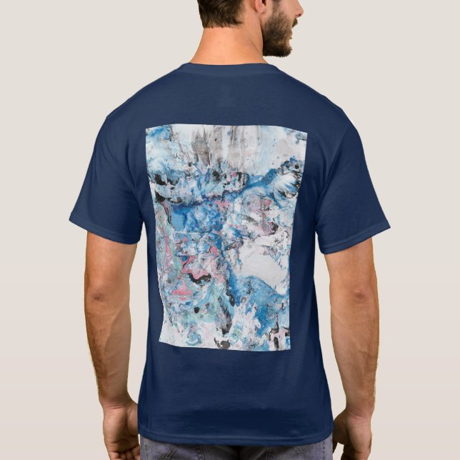 Camiseta Modelo Abstrato de Marinho de Arte Personalizada (Verso)