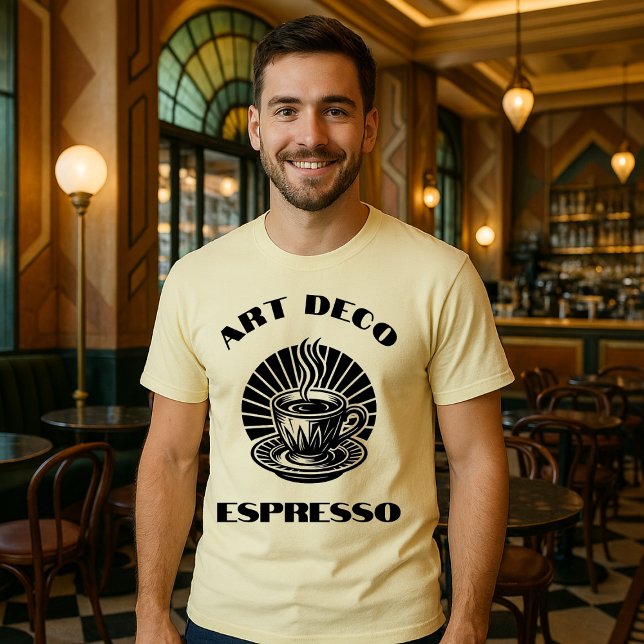 Camiseta Modelo da Taça de Café de Arte Retroativa Deco Esp (Criador carregado)