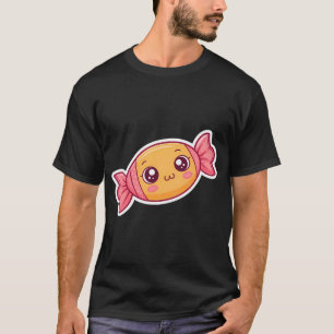 Camiseta modelo de adesivo com personagem kawaii de doce do