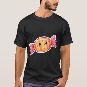 Camiseta modelo de adesivo com personagem kawaii de doce do