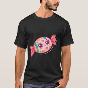 Camiseta Modelo de adesivo com personagem kawaii de doce do