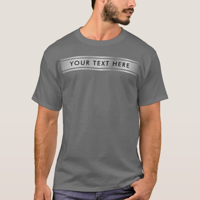 Camiseta Modelo de aparência prateada adiciona texto preto  (Frente)