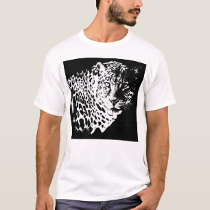 Camiseta Modelo de Arte Pop Cabeça de Leopardo Elegante Cam