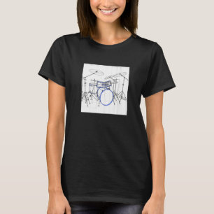 Camiseta Modelo de baterista estilo blueprint bateria vinta