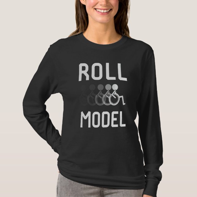 Camiseta Modelo de Cadeira de Rodas Conscientização sobre D (Frente)