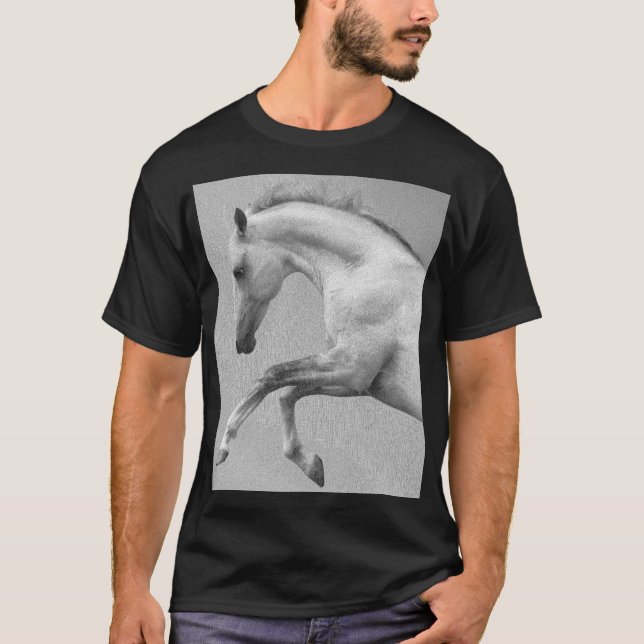 Camiseta Modelo de Cavalo de Curva Animal Hume Negro Modern (Frente)