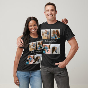 Camiseta Modelo de colagem de fotos da família 4 personali