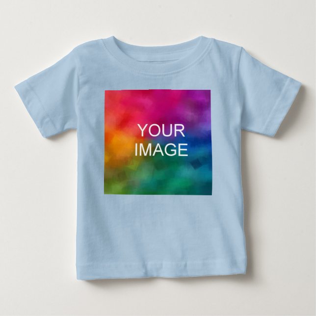 Camiseta Modelo de cor azul personalizável Adicionar imagem (Frente)
