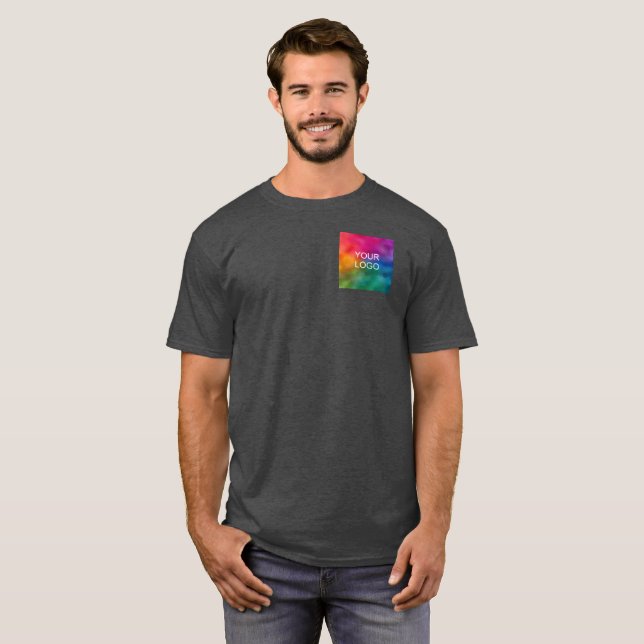 Camiseta Modelo de Cor Carvão Heather Personalizar (Frente Completa)