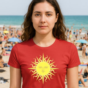 Camiseta Modelo de face solar flamejante
