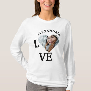 Camiseta Modelo de foto de coração de amor personalizado mo