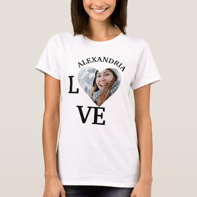Camiseta Modelo de foto de coração de amor personalizado mo (Frente)