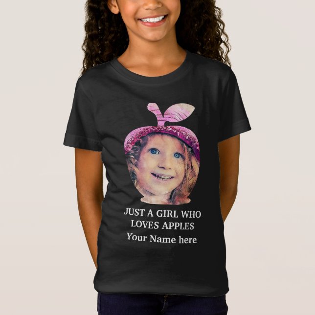 Camiseta Modelo de foto de fruta de maçã moderna e personal (Frente)