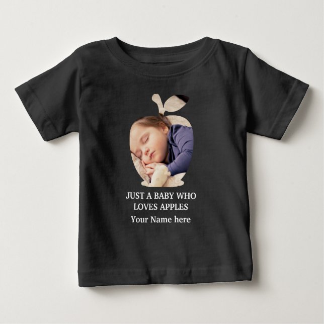 Camiseta Modelo de foto de fruta de maçã moderna e personal (Frente)
