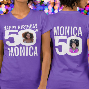 Camiseta Modelo de foto de nome personalizado de 50 anos br