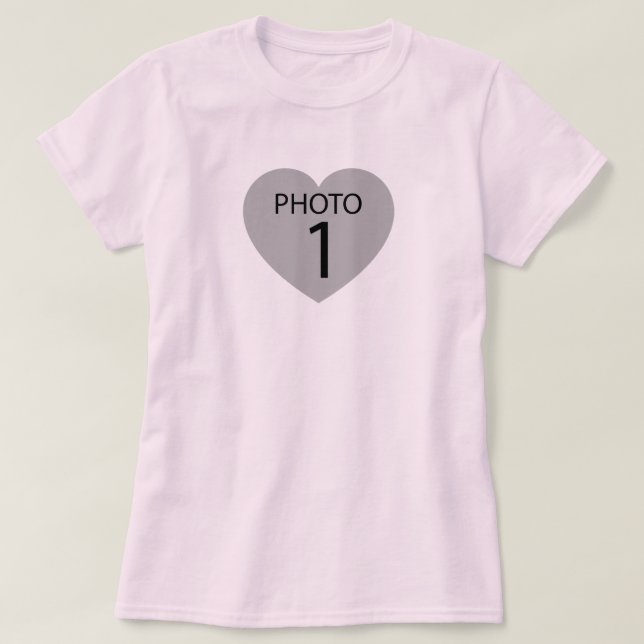 Camiseta modelo de foto em forma de coração (Frente do Design)
