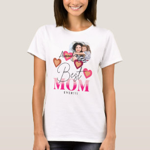 Camiseta Modelo de Foto, Melhor Mãe Nunca, Corações Adoráve