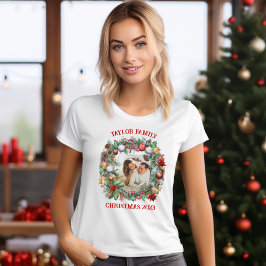 Camiseta Modelo de Fotografia da Família Wreath de Natal