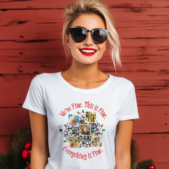 Camiseta Modelo de Fotos da Família de Luzes de Natal Tangi (Criador carregado)