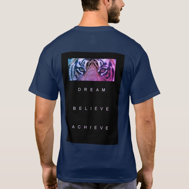 Camiseta Modelo de Motivação Moderno Marinho Elegante Azul (Verso)