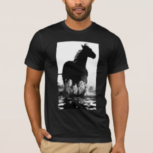 Camiseta Modelo de Pop de Arte Moderna de Cavalo em Execuçã