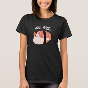 Camiseta Modelo de Rolo de Gato Sushi Engraçado
