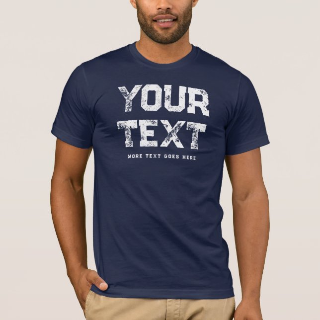 Camiseta Modelo de Texto Angustiado Azul-Marinho Moderno Ma (Frente)