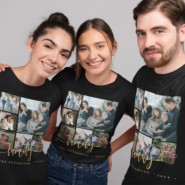 Camiseta Modelo de texto de colagem de fotos da família Per (Criador carregado)