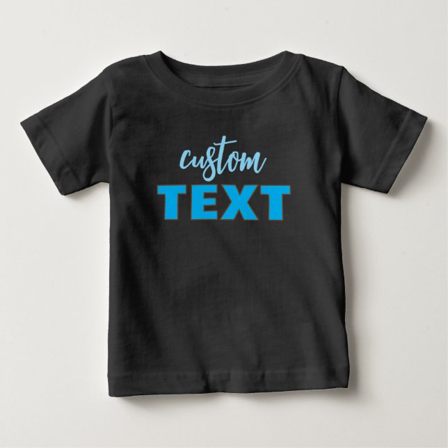Camiseta Modelo de texto personalizado preto e azul (Frente)