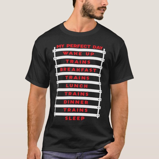 Camiseta Modelo do comboio Locomotiva do Dia Perfeito (Frente)