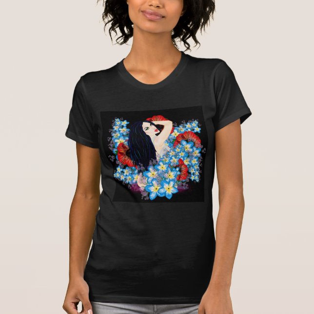 Camiseta Modelo Glamour em canteiro de flores de Papoula, A (Frente)