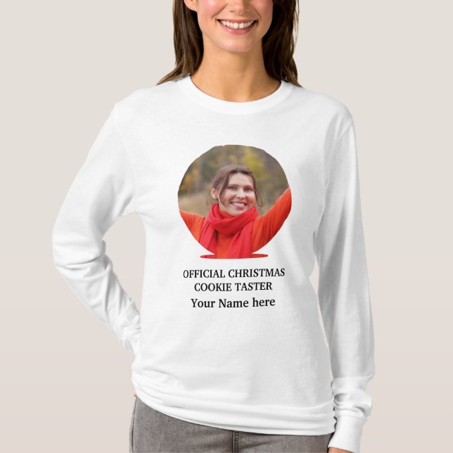 Camiseta Modelo personalizado de foto de cookie de Natal mo (Frente)