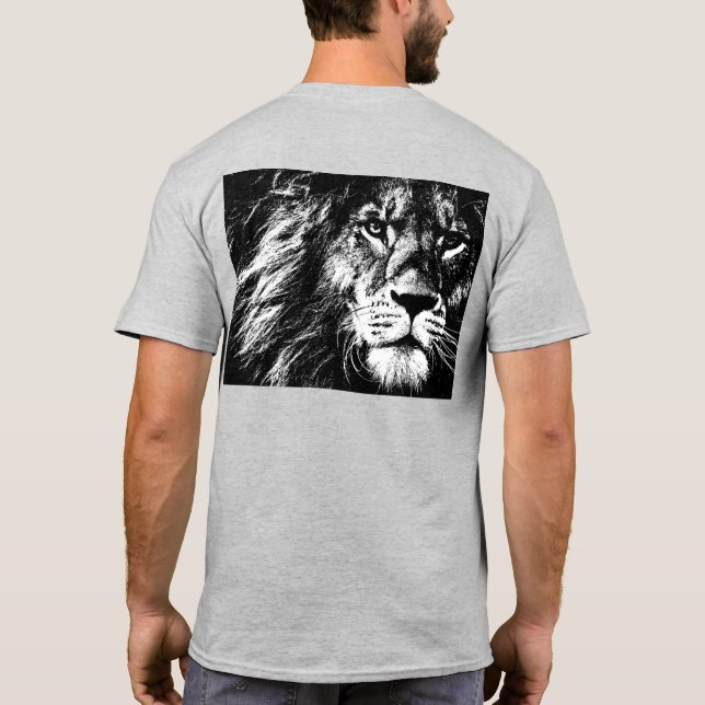 Camiseta Modelo pop Art Lion Face Frontal Impressão Lateral (Verso)