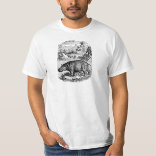 Camiseta Modelo retro dos hipopótamos do bebê de w do