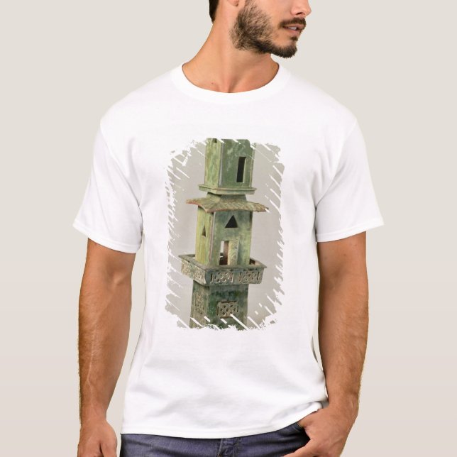 Camiseta Modelo vitrificado verde de uma torre (Frente)