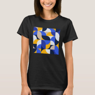 Camiseta Modern Abstract Arcs Pattern Blue Yellow Tessellat