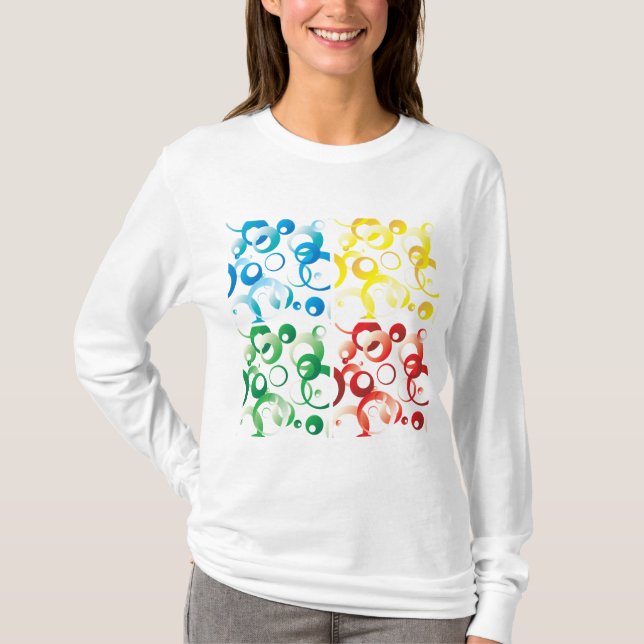 Camiseta Modern Abstract Colorful Bubbles Geometric Pattern (Frente)