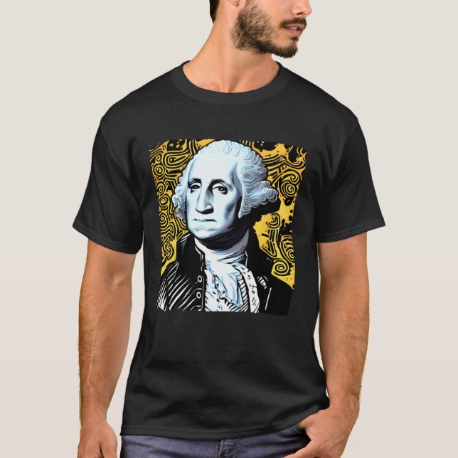 Camiseta Modern Art George Washington 4th of July Patriotic (Frente)