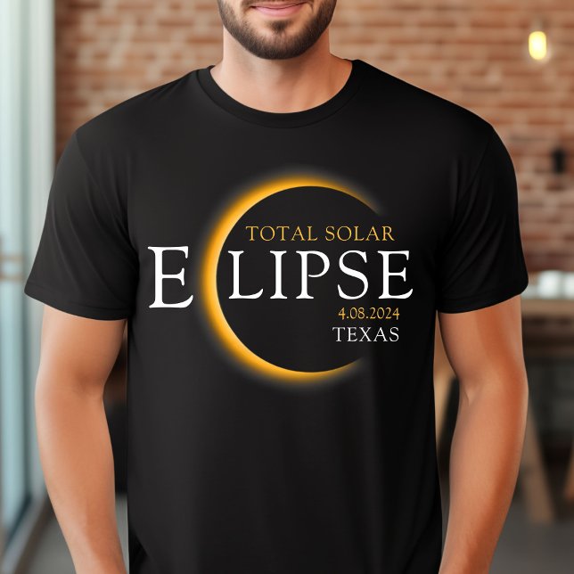 Camiseta Modern Black & Dourado 2024 Texas Total Eclipse So (Criador carregado)