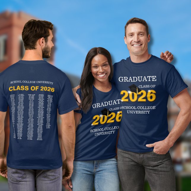 Camiseta Modern Blue Graduation Class 2026 Keepsake (Criador carregado)