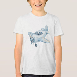 Camiseta Modern Blue Watercolor Airplane Propeller Plane