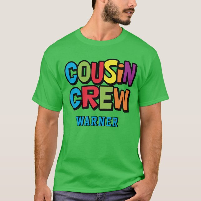 Camiseta Modern Bold Colorful Cousin Crew Family Reunion (Frente)
