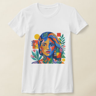 Camiseta Modern Colorful Abstract Woman Portrait Art