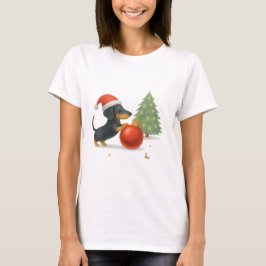 Camiseta Modern Dachshund Christmas Puppy - Playful Design