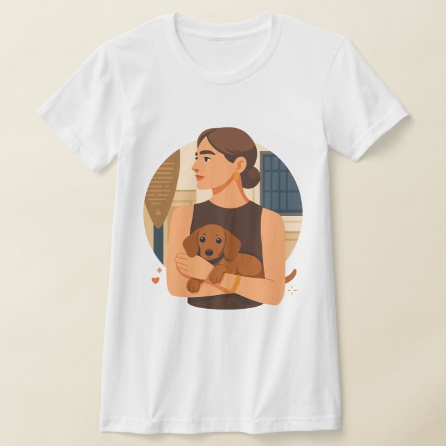 Camiseta Modern Dog Mom Aesthetic With Cute Puppy (Postura )