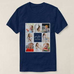 Camiseta Modern Elegant Love You Grandpa 8-Photo Collage