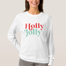 Camiseta Modern Font Boho Holly Jolly Natal